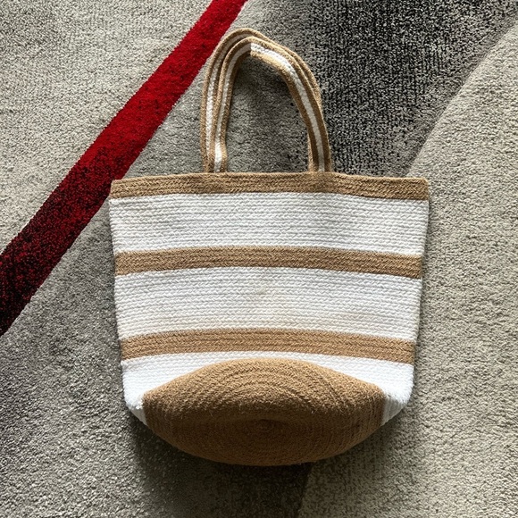 Virginia Wolf Jute Stripped Beach Tote Bag - Picture 1 of 7